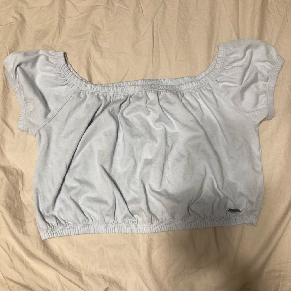 Hollister off the shoulder Baby blue crop top
